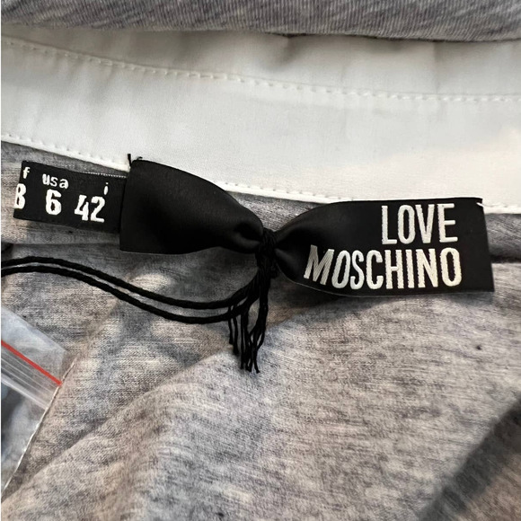 Love Moschino Women's Tuxedo Blouse Size 6 in Gray and White NEW - Picture 5 of 8